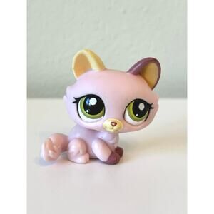 Littlest Pet Shop Kitten #1489 Pink Cream Purple Crouching Cat Green Eyes 2008